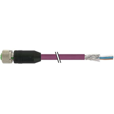 Murrelektronik M12 female 0 Degree shielded B-cod. with cable, PUR AWG24+AWG22 shielded vt UL/CSA+drag ch. 5m, PK10 7000-14044-8030500